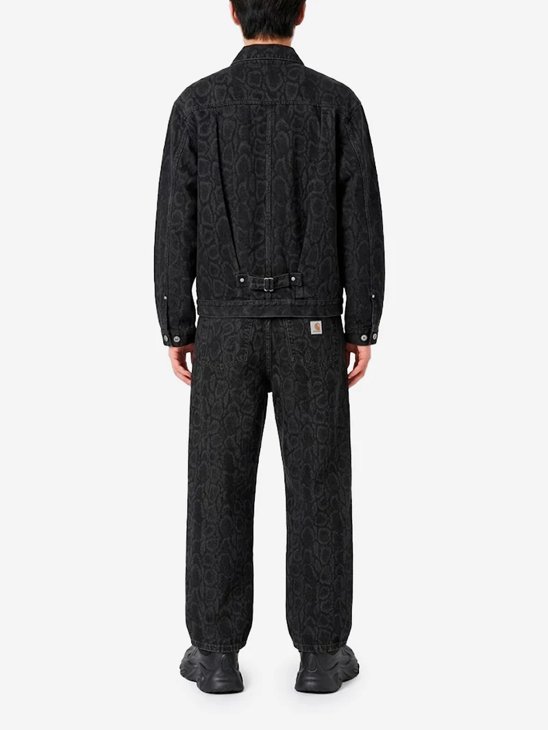 Pantaloni Landon in denim nero con stampa camouflage snake