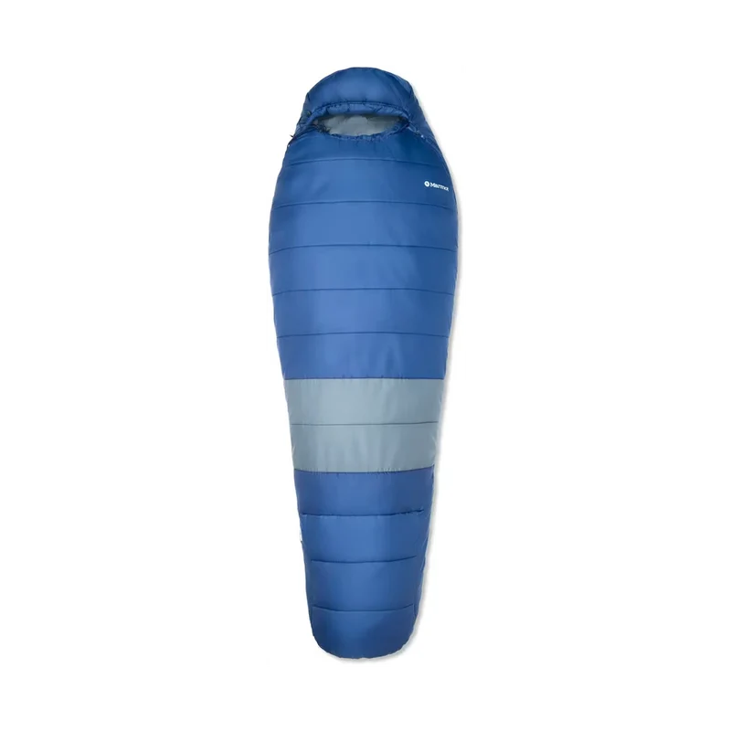 Marmot Trestles Elite Eco 20 Long Blue, warmer Kunstfaserschlafsack für Camping und Trekking