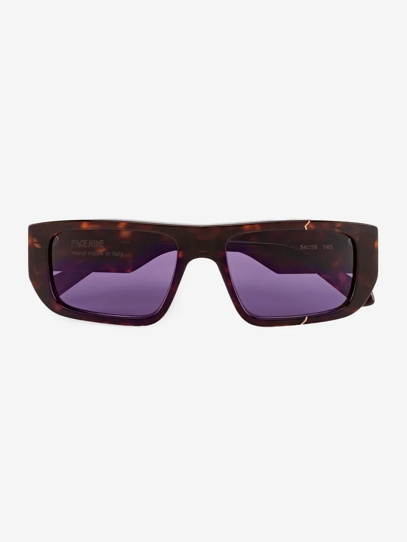 Occhiali da sole 'Broken Vision' in acetato havana con lenti viola