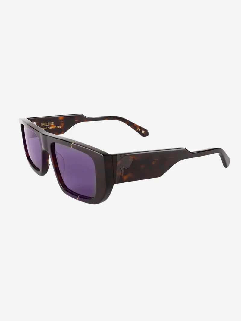 Occhiali da sole 'Broken Vision' in acetato havana con lenti viola