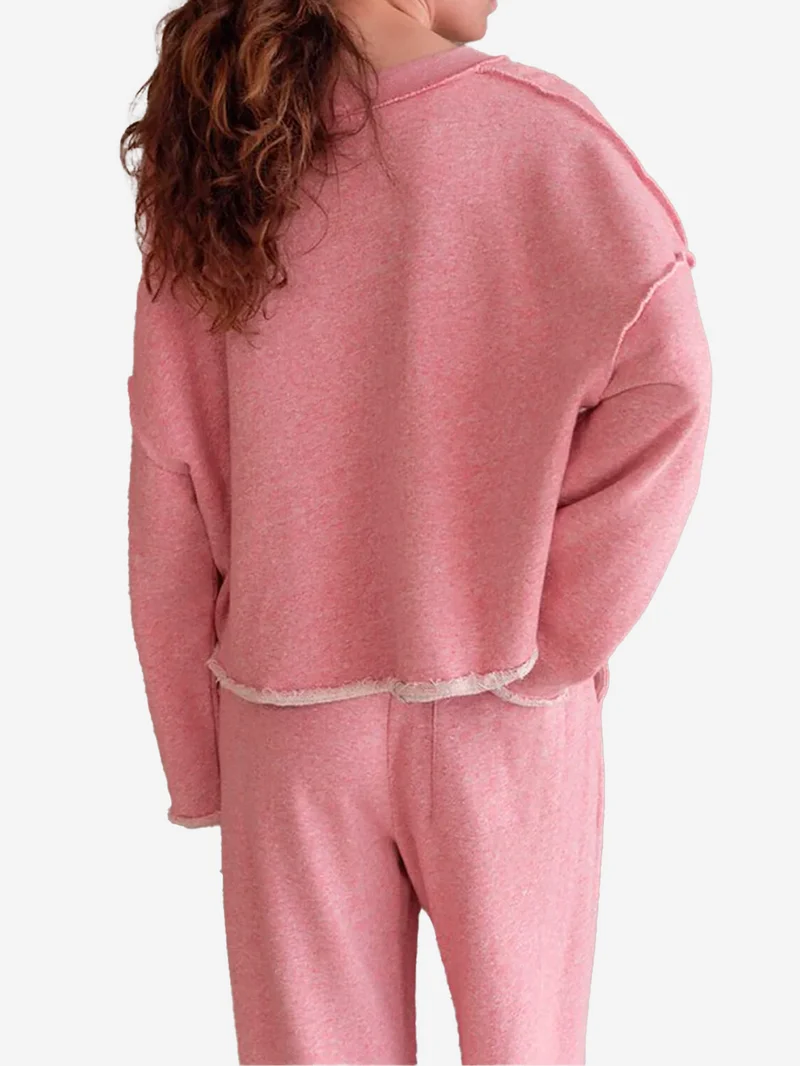 Felpa rosa con bordi grezzi
