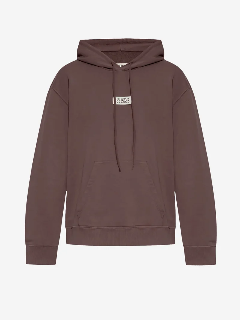 Felpa con cappuccio marrone Logo Numeric