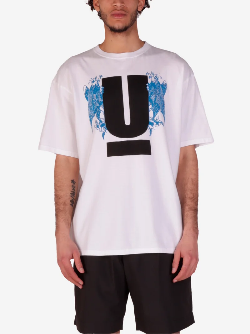 T-shirt bianca con grafica logo U