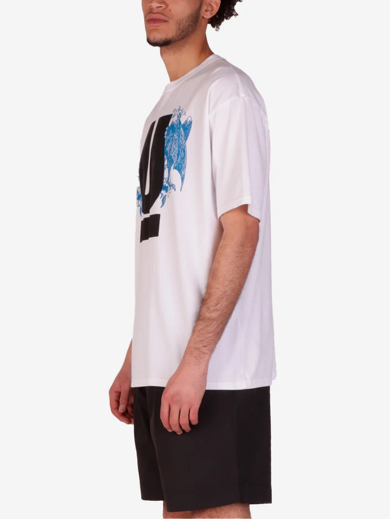 T-shirt bianca con grafica logo U