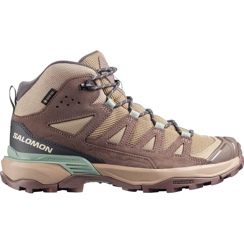 Salomon Shoes X Ultra 360 Ltr Mid GTX Damen Wanderschuh desert-tan-iron-green-milieu