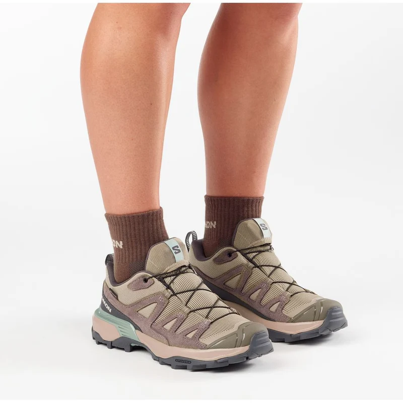 Salomon Shoes X Ultra 360 Ltr GTX Damen Wanderschuh desert-tan-iron-green-milieu
