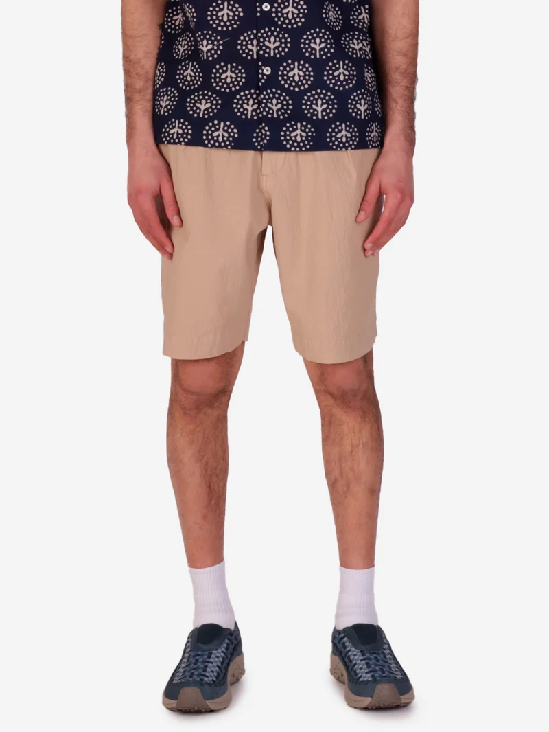 Shorts beige Track seersucker con plissé