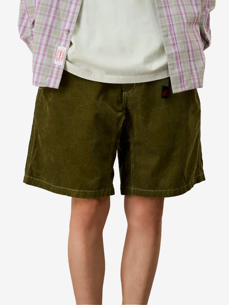 G-Short in velluto a coste verde oliva