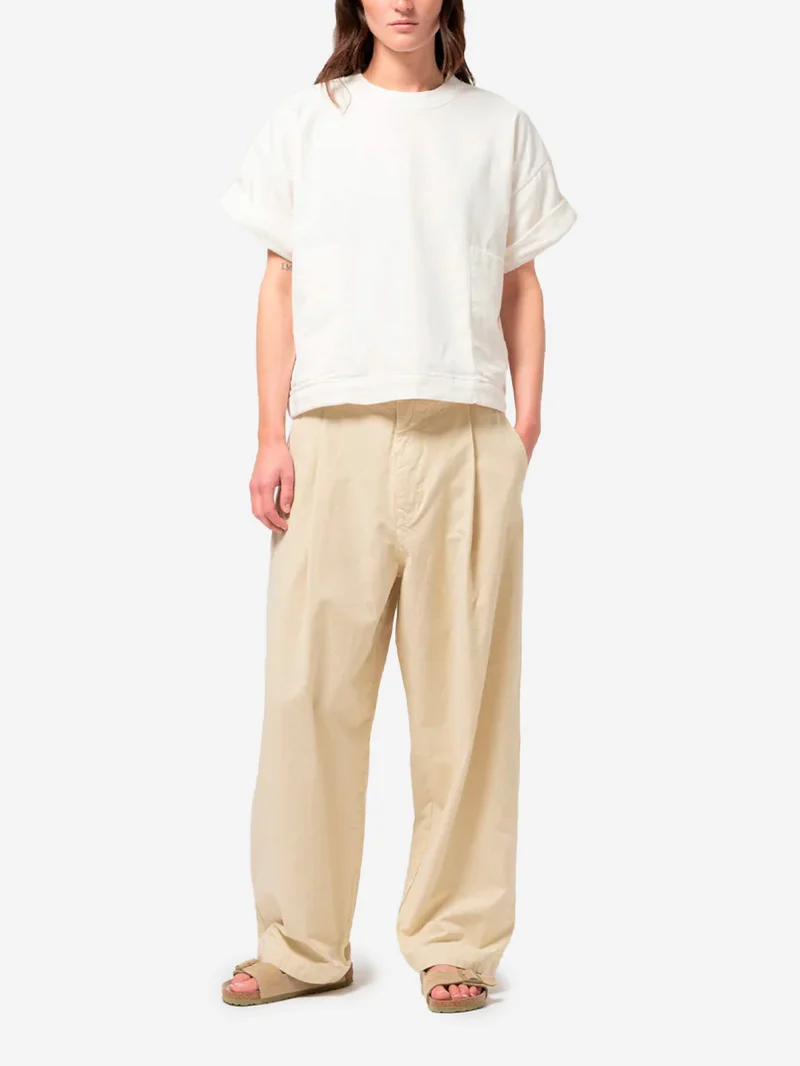 Pantaloni beige a gamba larga 'British Worker' in misto lino