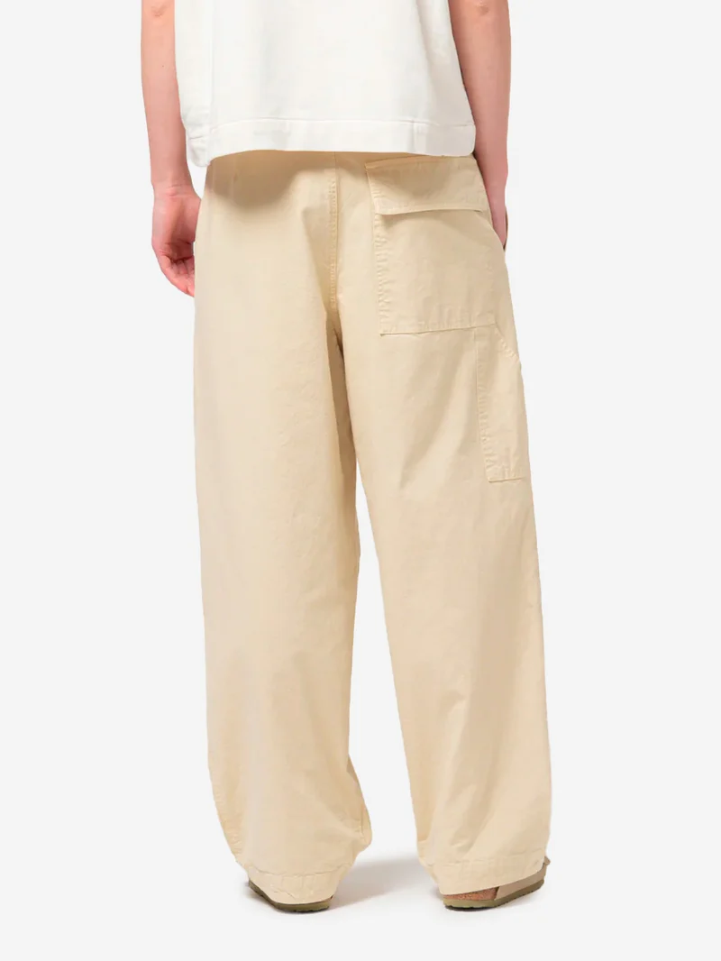 Pantaloni beige a gamba larga 'British Worker' in misto lino