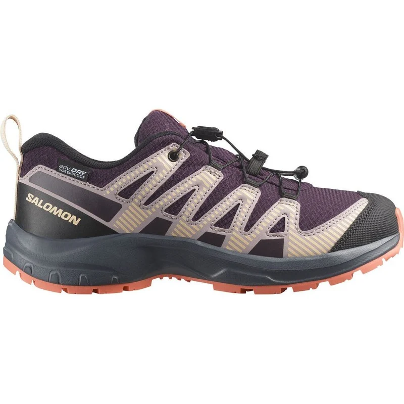 Salomon Shoes XA Pro V8 WP Kinder Wanderschuh plum-kitten-turbulence-fusion-coral