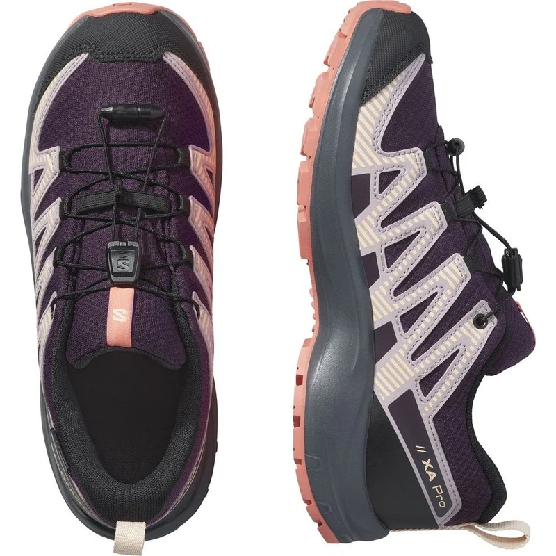 Salomon Shoes XA Pro V8 WP Kinder Wanderschuh plum-kitten-turbulence-fusion-coral