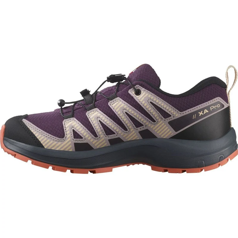 Salomon Shoes XA Pro V8 WP Kinder Wanderschuh plum-kitten-turbulence-fusion-coral