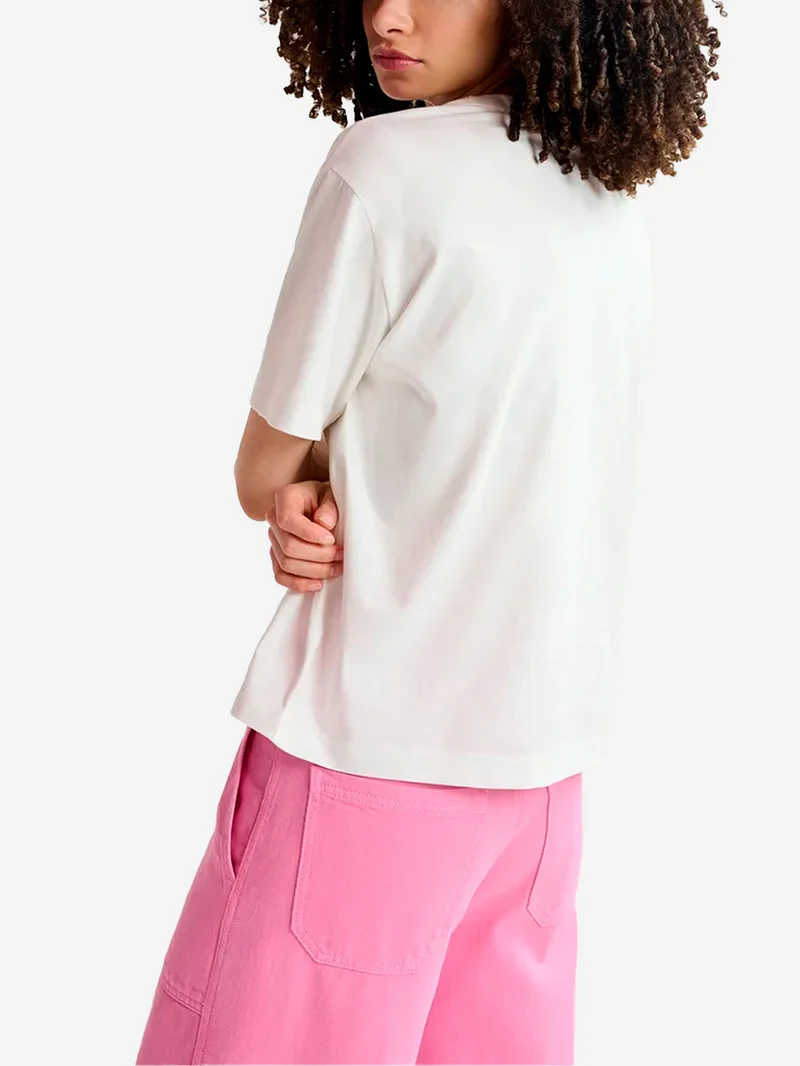 T-shirt bianca con pailettes e ricamo
