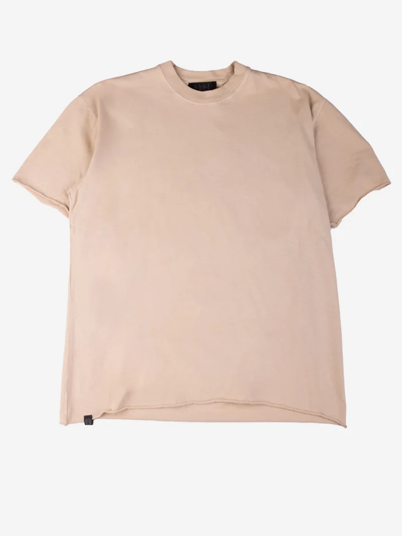 T-shirt taglio vivo beige