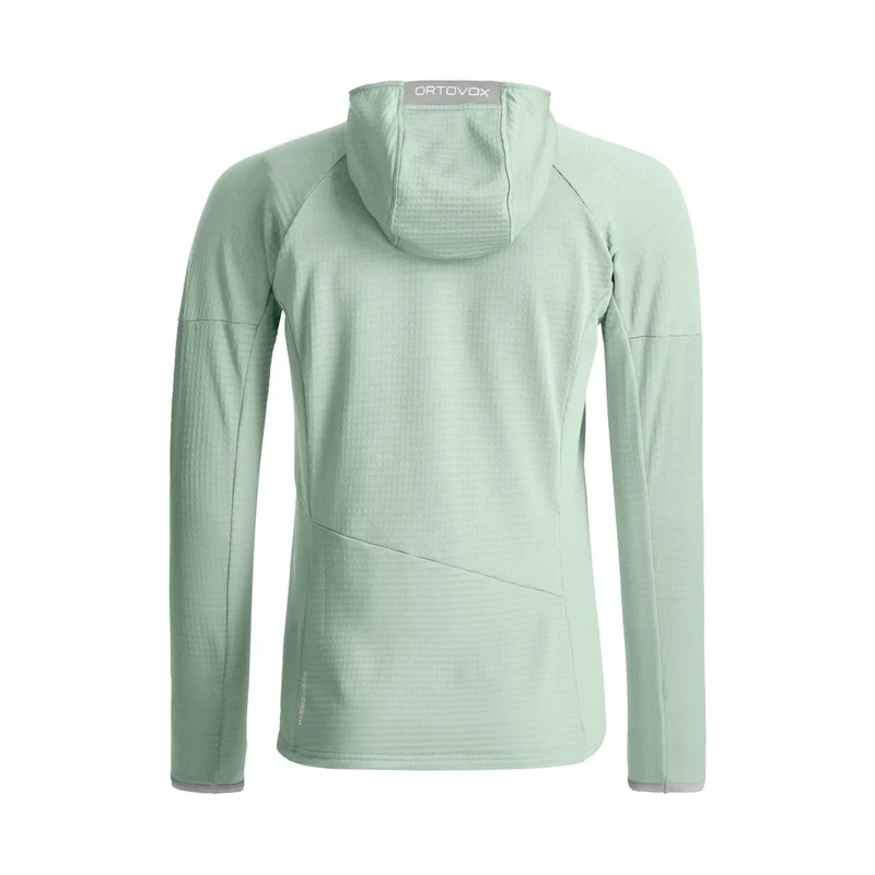 Ortovox Fleece Light Grid Hoody W Green Acid, leichter Damen-Fleece-Hoody für Bergsport und Outdoor