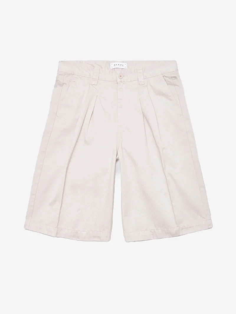 Shorts Adams grigio ghiaccio in twill di cotone con pieghe