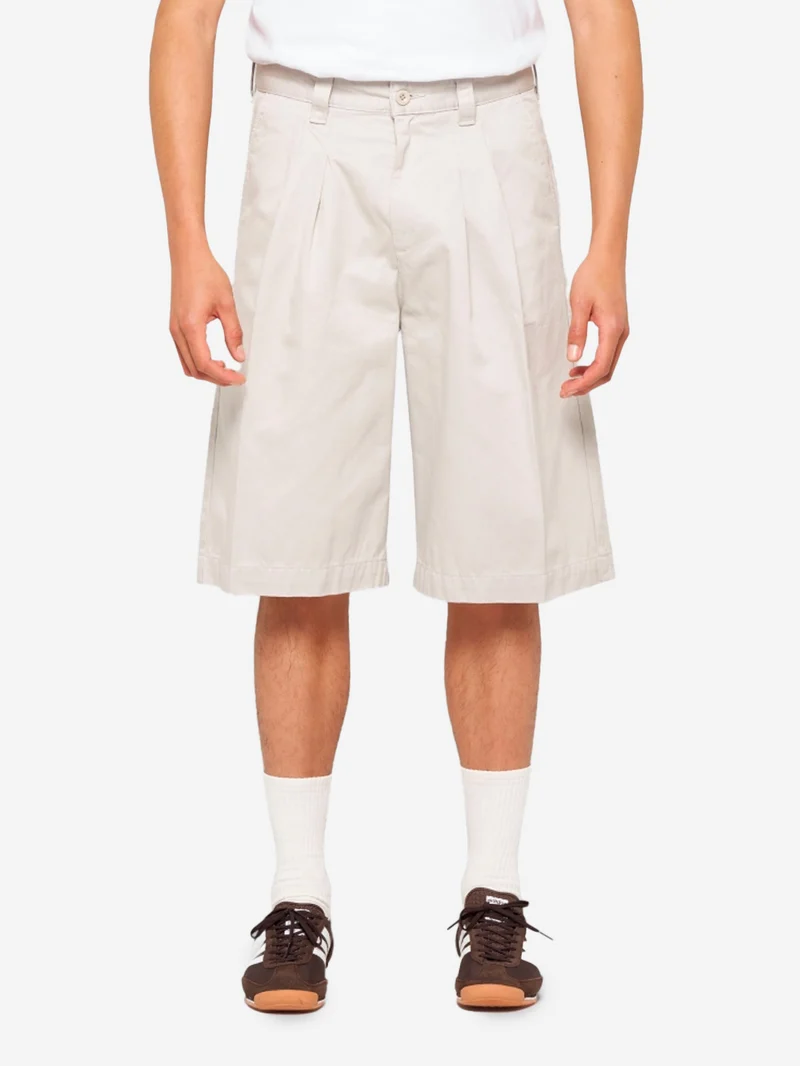 Shorts Adams grigio ghiaccio in twill di cotone con pieghe