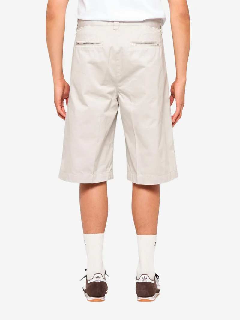 Shorts Adams grigio ghiaccio in twill di cotone con pieghe
