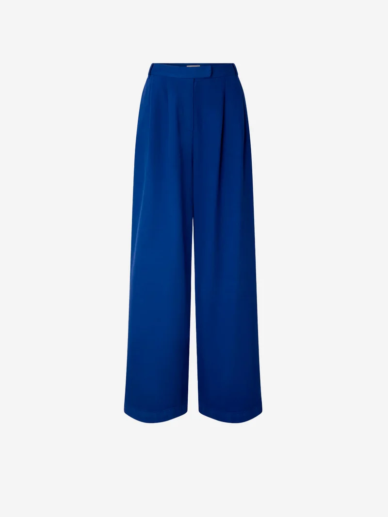 Pantaloni sartoriali ampi a vita alta blu