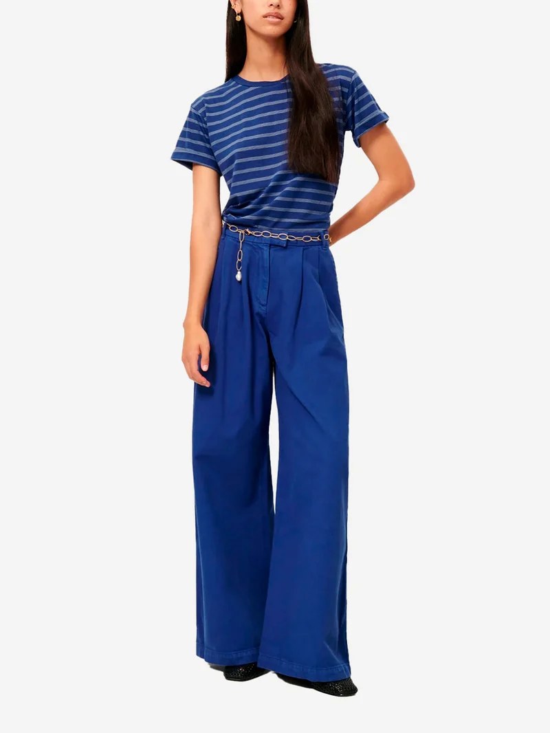 Pantaloni sartoriali ampi a vita alta blu