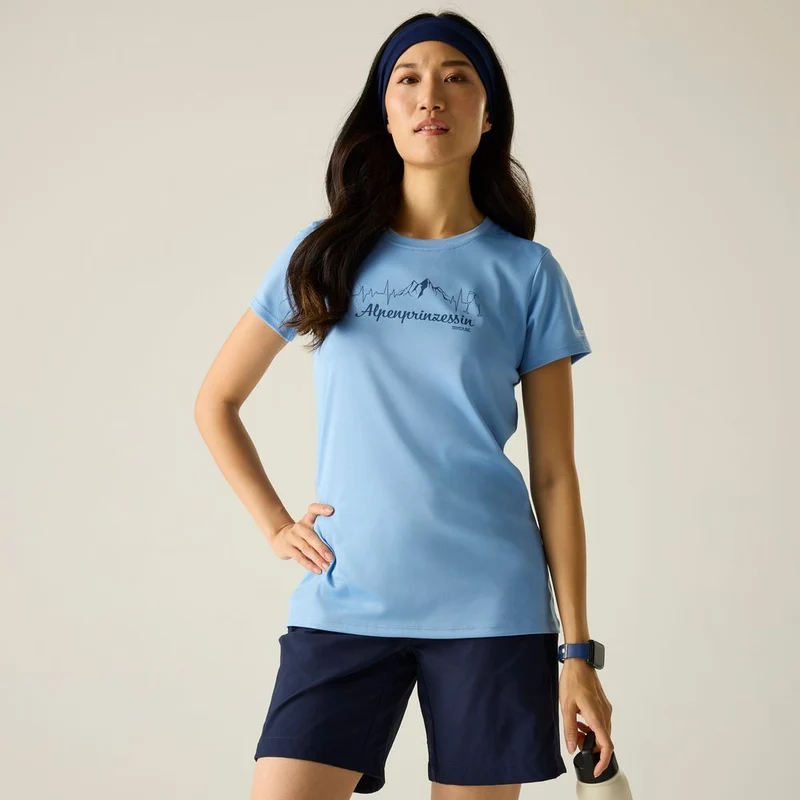 Regatta Fingal Slogan Funktionsshirt Damen washed-denim