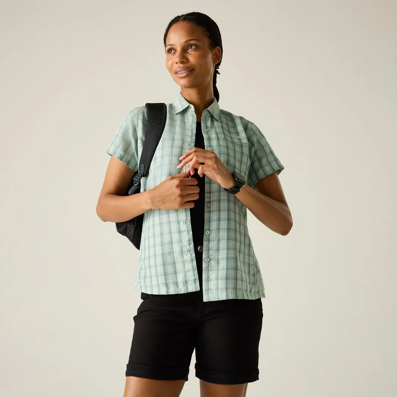 Regatta Mindano VIII Outdoor-Bluse Damen ocean mist - ivy moss check