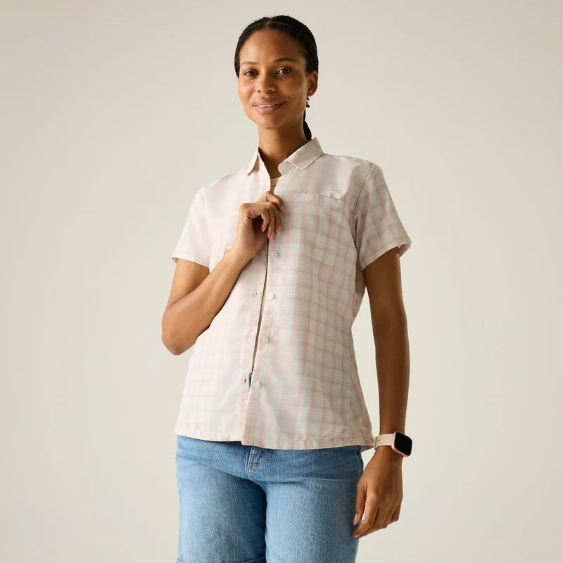 Regatta Mindano VIII Outdoor-Bluse Damen barely white - pink haze check