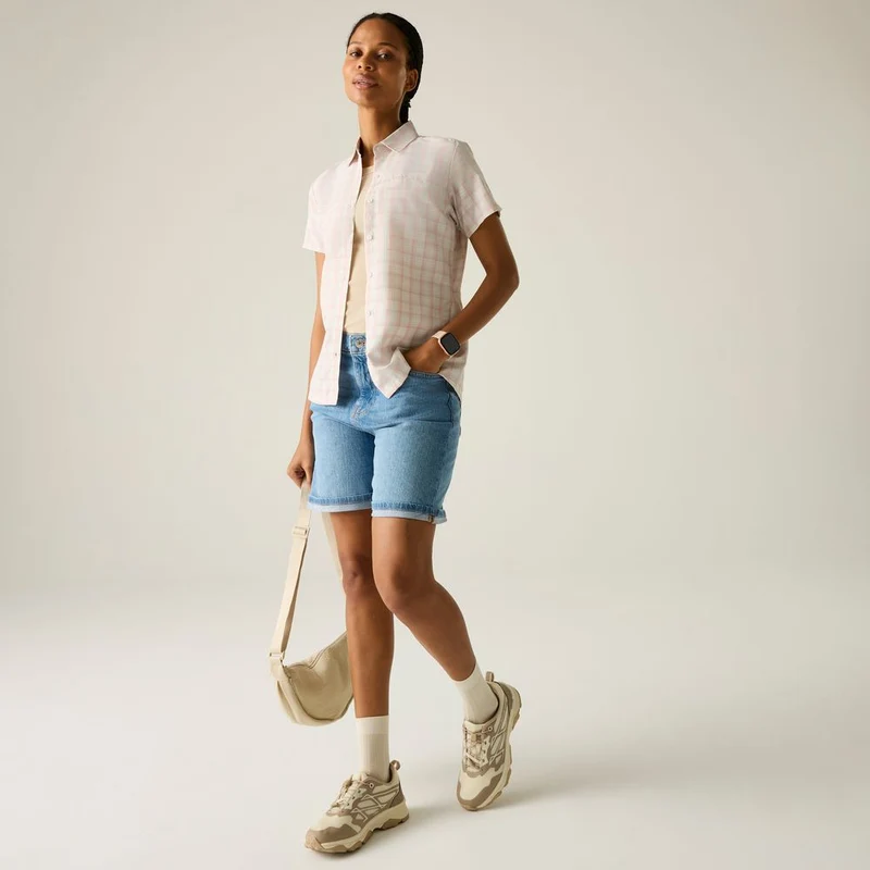 Regatta Mindano VIII Outdoor-Bluse Damen barely white - pink haze check