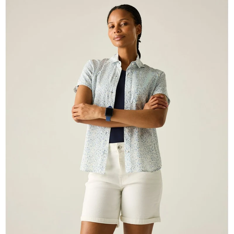 Regatta Anti-Insect Travel Light Outdoor-Bluse Damen barely white falling petals print