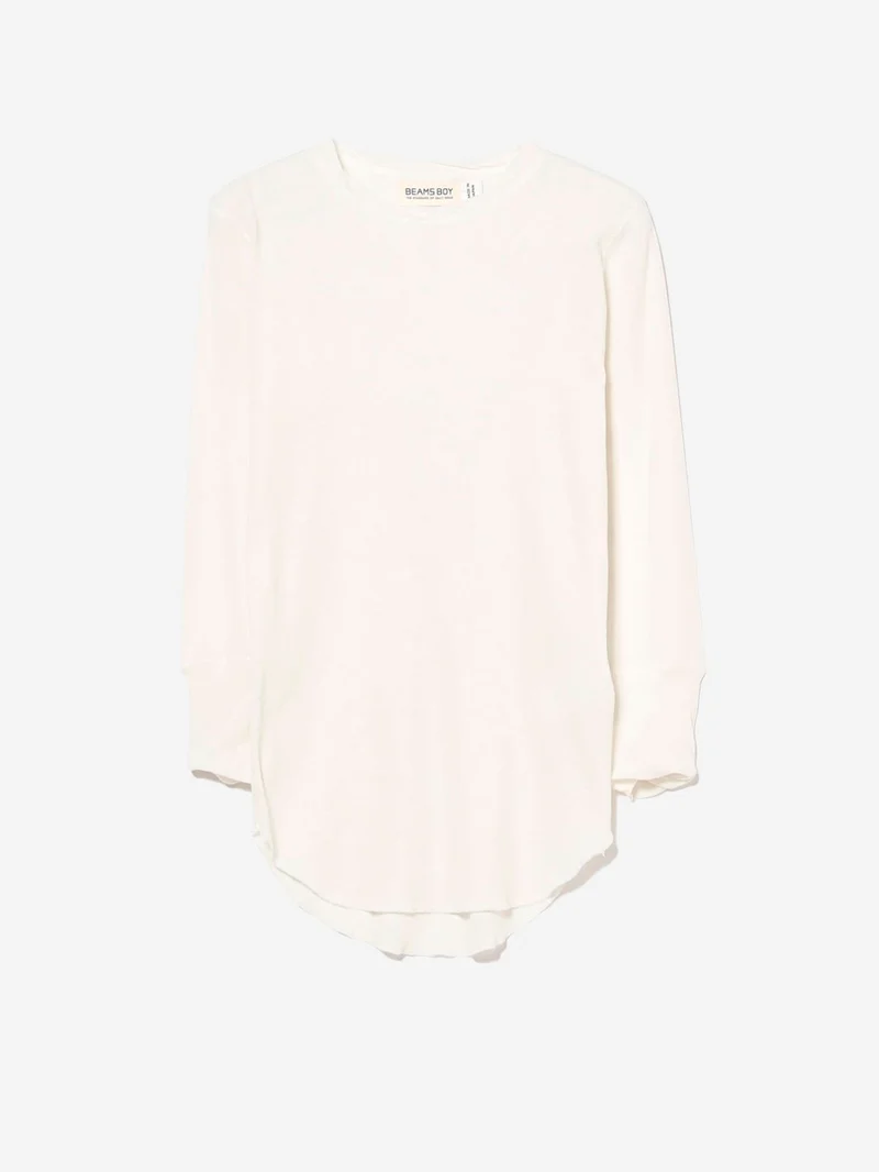 T-shirt girocollo a costine con Manica a 3/4