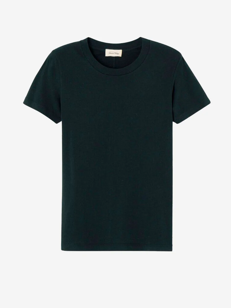 T-shirt nera aderente in cotone sottile