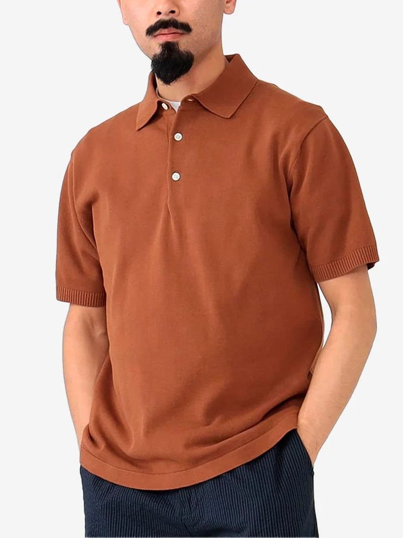 Polo marrone in maglia 12G