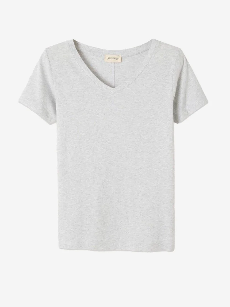 T-shirt grigia chiara aderente con scollo a V