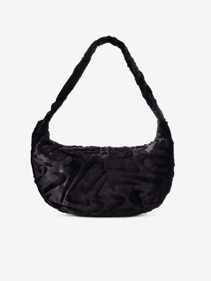 Borsa slouchy nera in ecopelliccia (19 l)