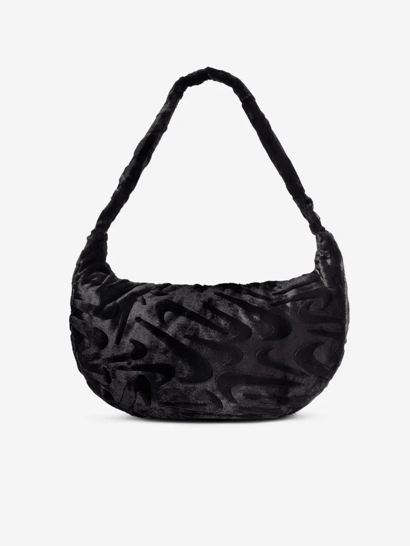 Borsa slouchy nera in ecopelliccia (19 l)