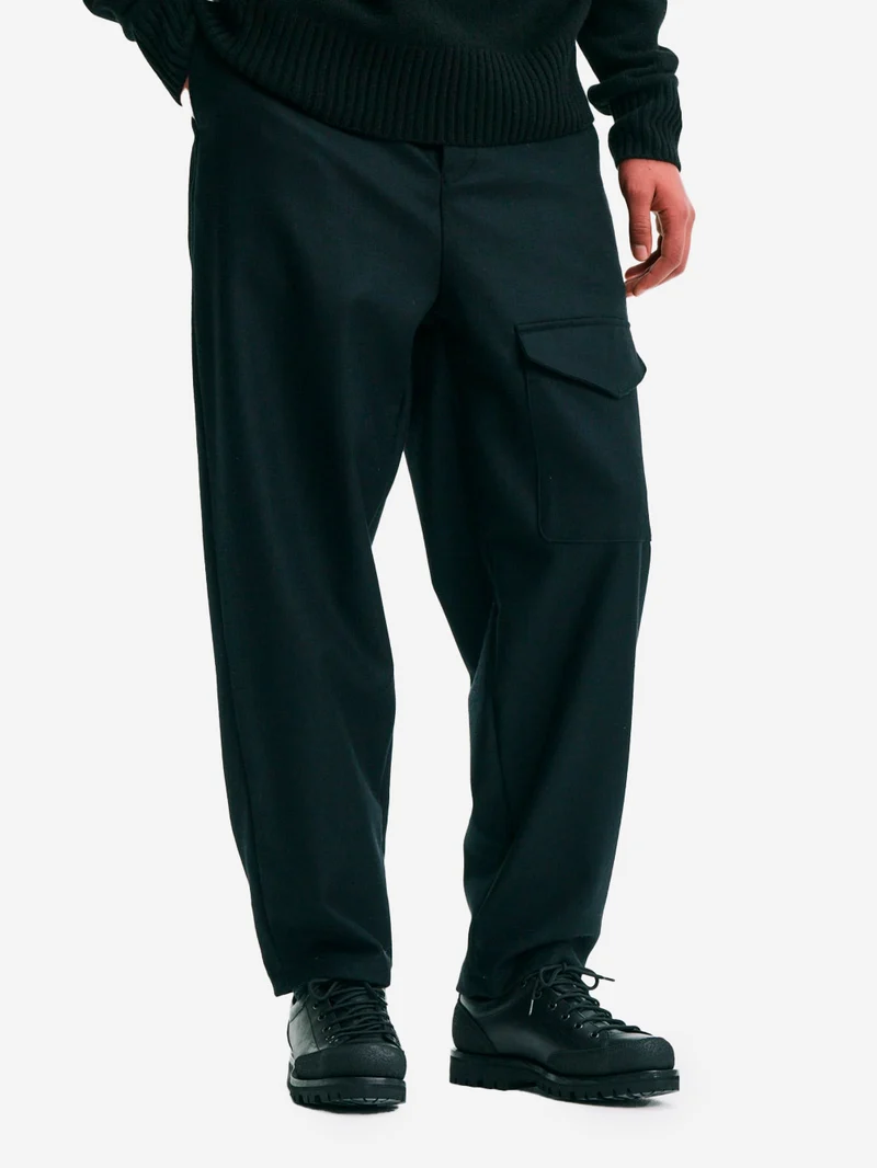 Pantaloni neri 'Royal Navy' in lana Melton