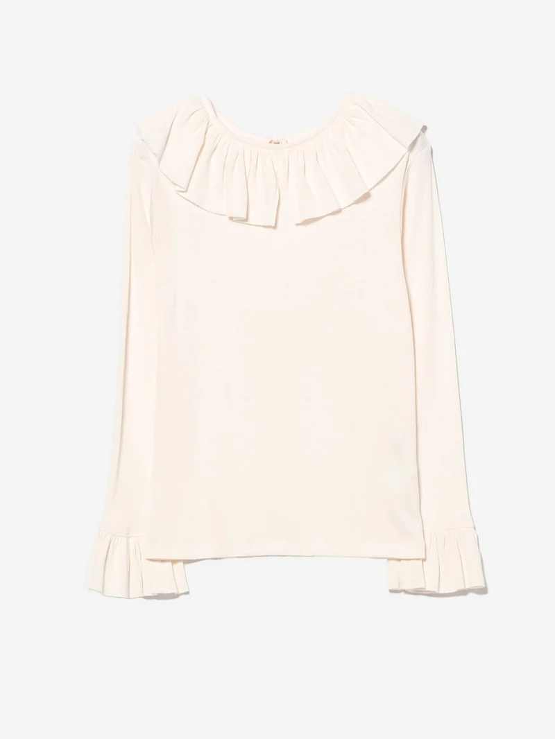 T-shirt a Maniche Lunghe con Volant