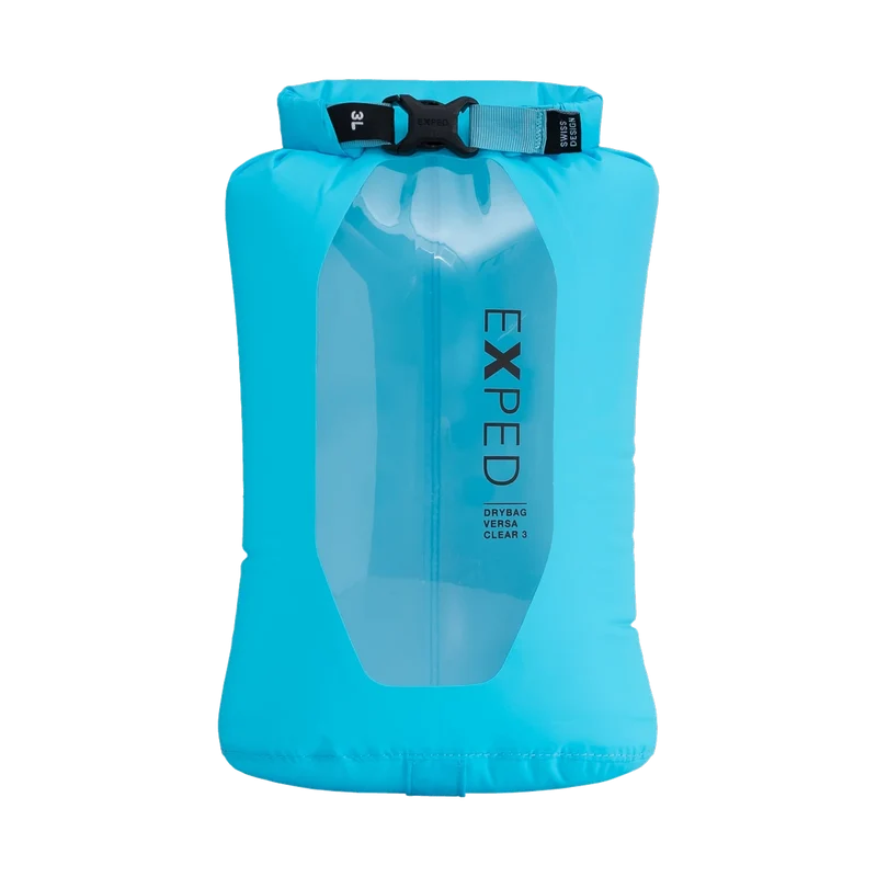 Exped Drybag Versa Clear 3, leichter Packsack mit Sichtfenster für Outdoor und Reisen