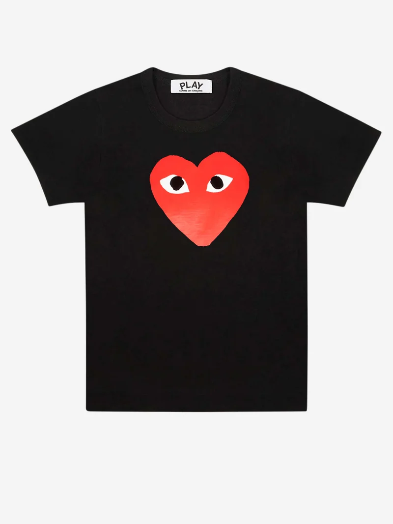 T-shirt nera CDG Play con cuore grande