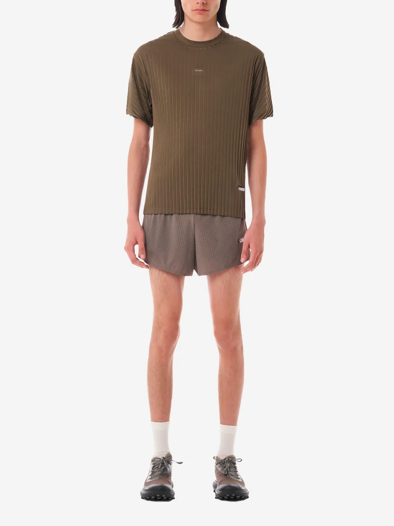 AuraLite T-Shirt Running oliva Plissettata Ultraleggera