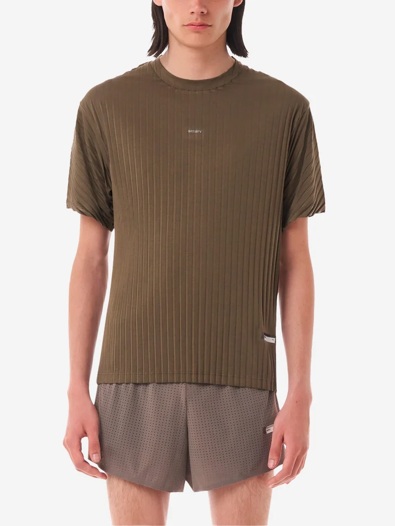 AuraLite T-Shirt Running oliva Plissettata Ultraleggera