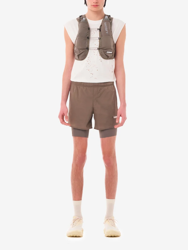 TechSilk 8 Shorts da Running marroni con Liner e moschettone