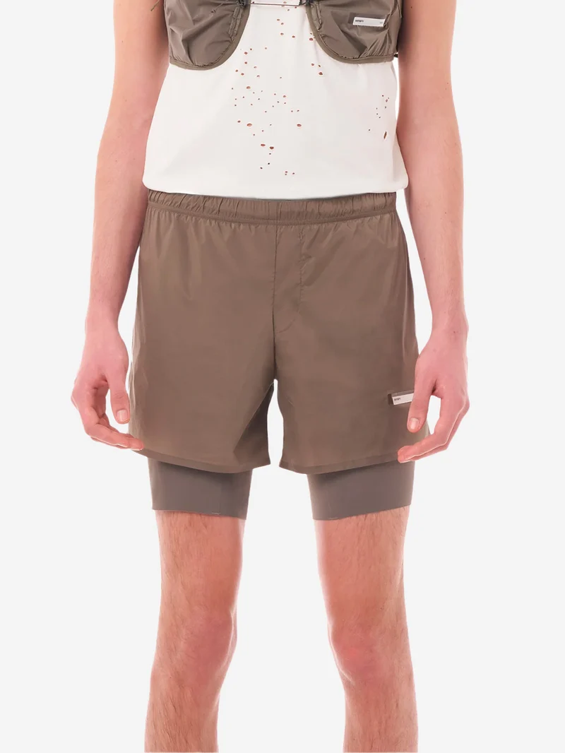 TechSilk 8 Shorts da Running marroni con Liner e moschettone