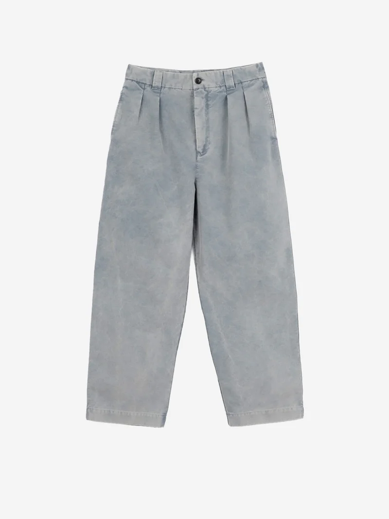 Pantaloni Wide Leg in Cotone Nebraska blu