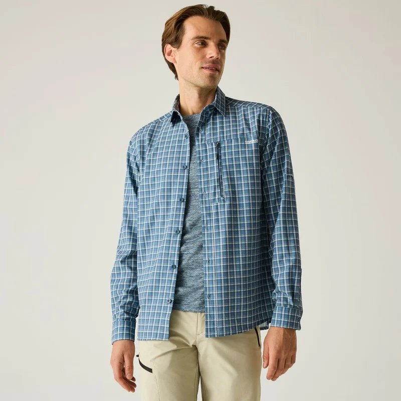 Regatta Anti Insect Travel Light Langarmhemd Herren china-blue check