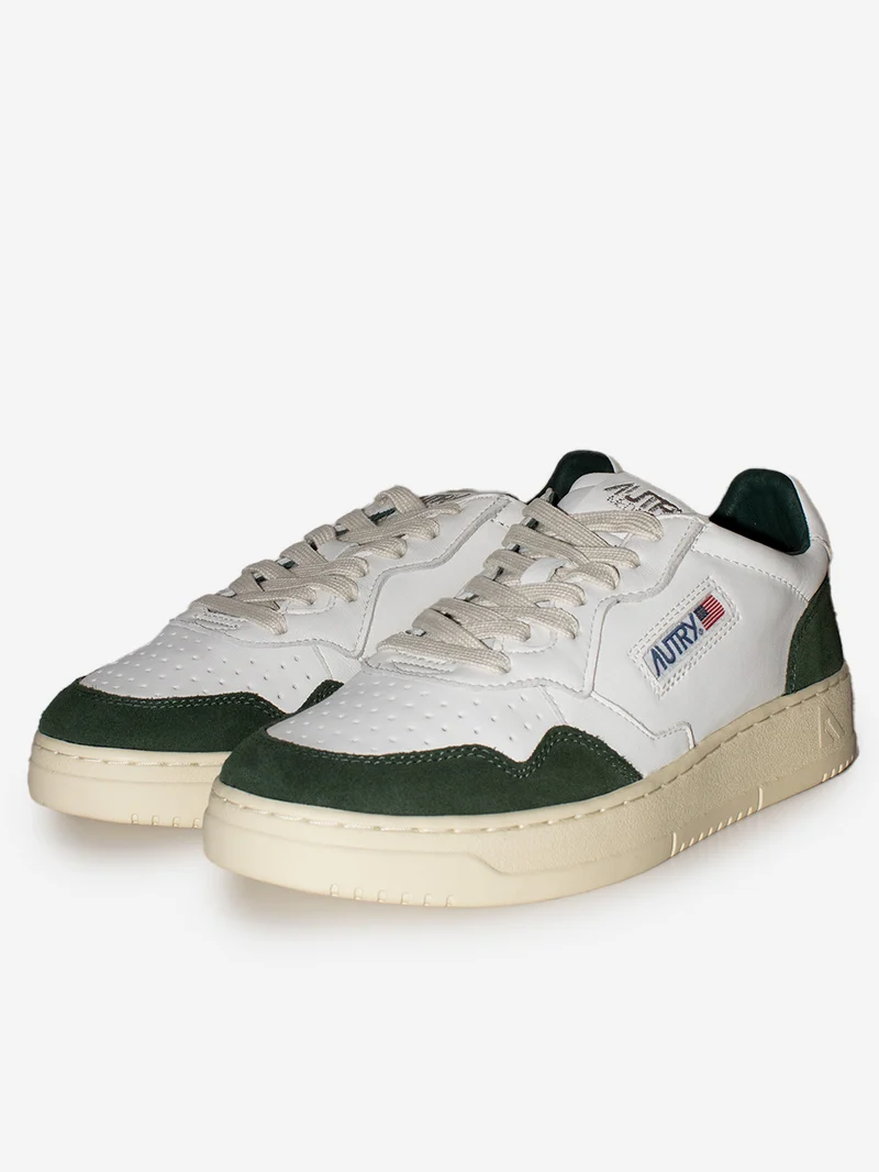M Medalist Low pelle e suede bianche e verdi