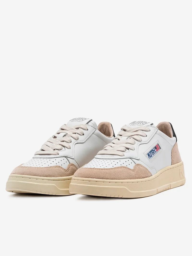 W Medalist Low bianche e nere e suede beige