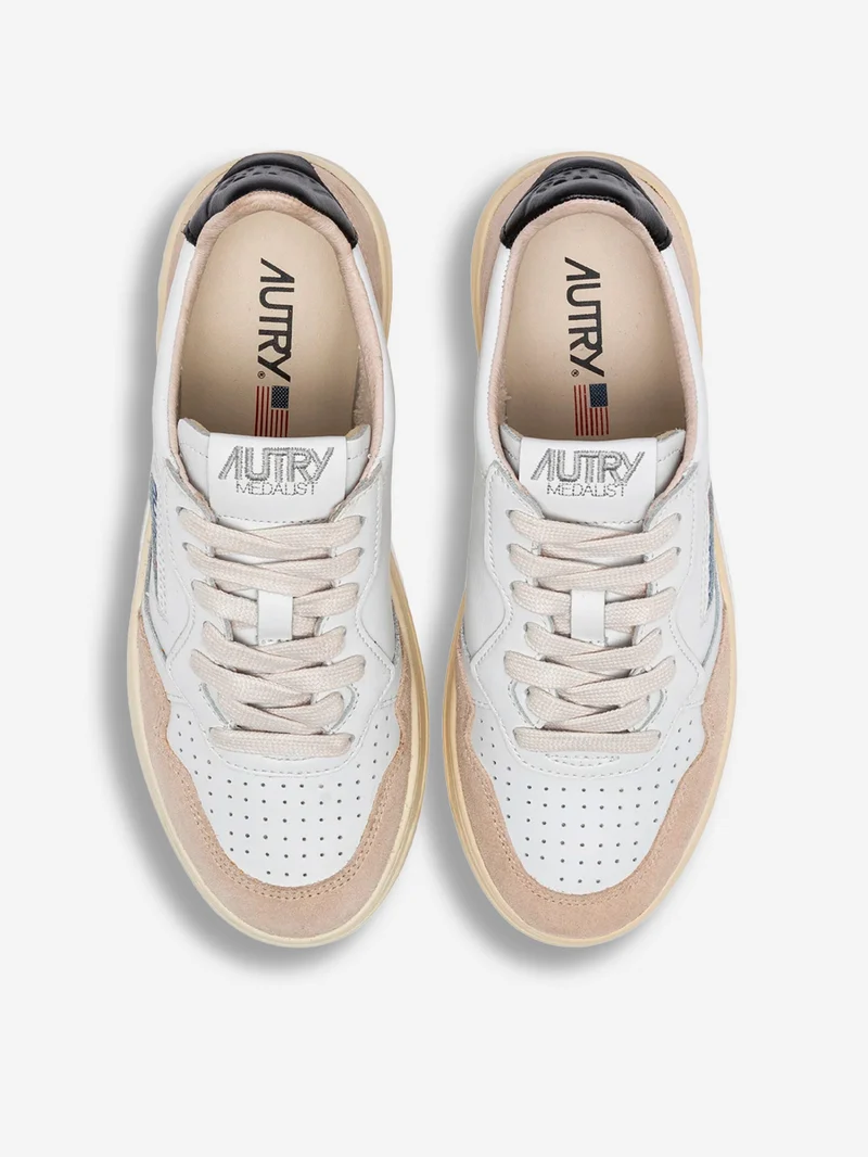 W Medalist Low bianche e nere e suede beige