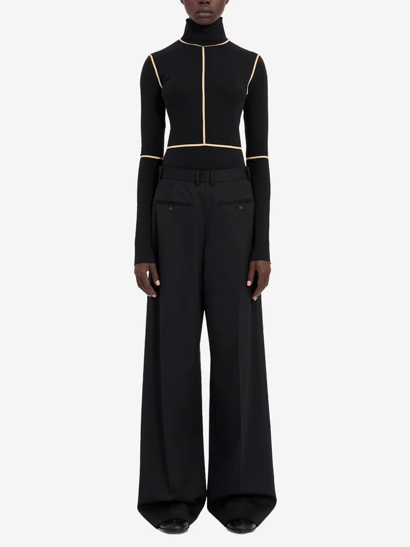 Pantaloni sartoriali misto lana con white stitch sul retro